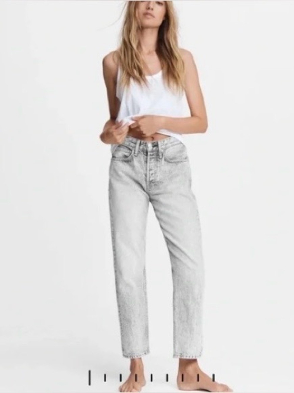 Rag & Bone Maya Wide Leg Ankle Straight Jean Glacier Gray Size 29